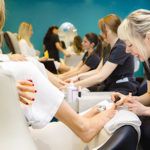 A birthday pedicure is enjoyed in our mani-pedi lounge in Toronto