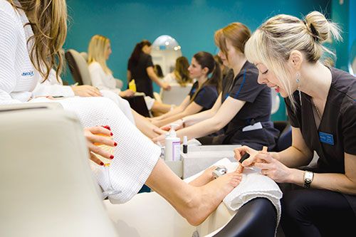 A birthday pedicure is enjoyed in our mani-pedi lounge in Toronto